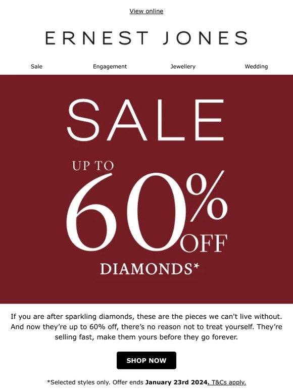 Shop our sale favourites | Up to 60% off Diamonds