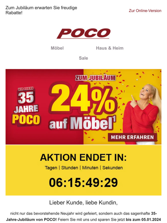POCO Wir feiern 35 Jahre POCO! Jetzt 24¹ auf Möbel sparen! Milled