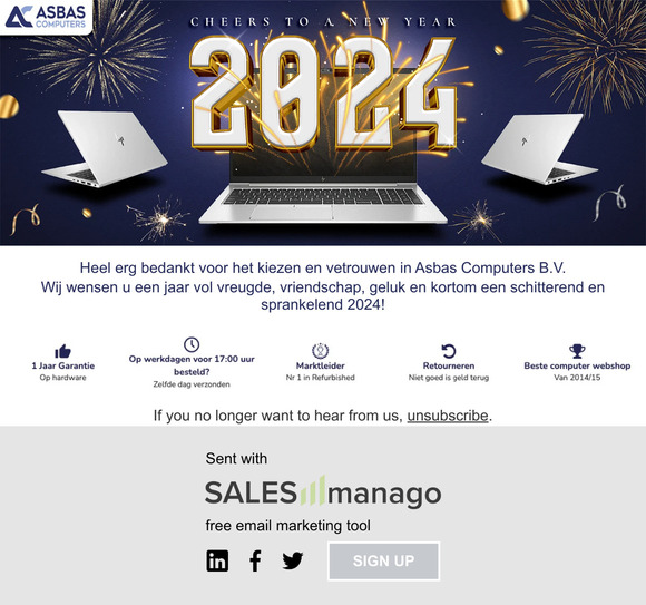 Asbas Computers en Laptops wenst u een jaar vol vreugde, gezondheid en voorspoed toe!