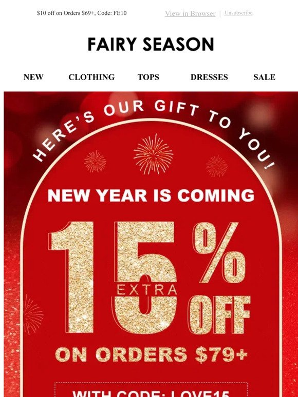New Year Is Coming, Extra 15% OFF!
