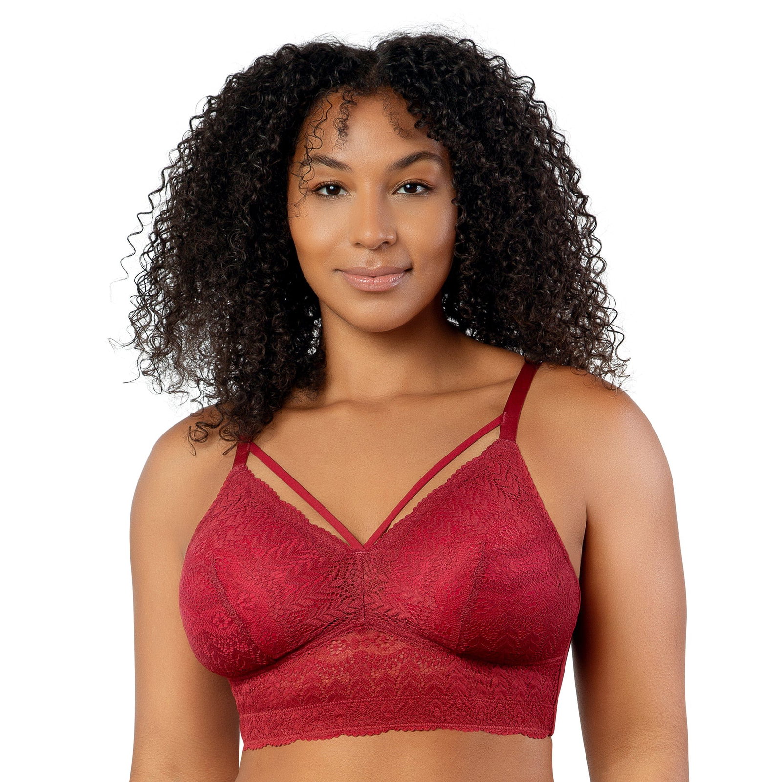 Image of Mia Lace Wire-Free Lace Bralette - Rio Red