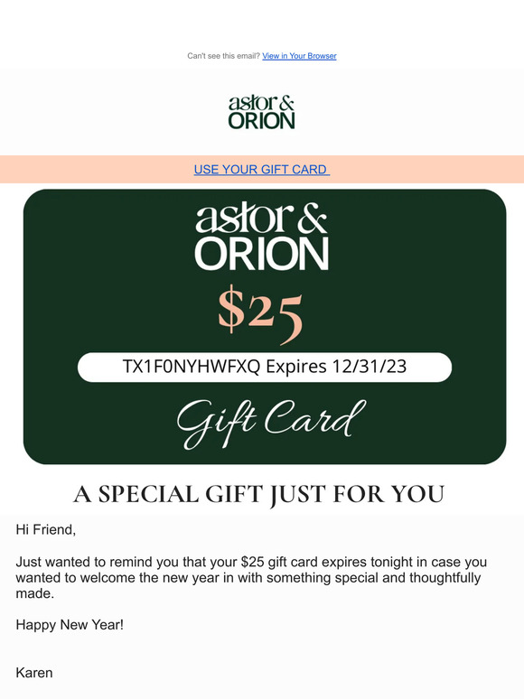 Astor & Orion Gift Card