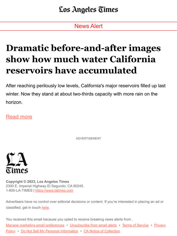 Los Angeles Times Dramatic images show how much water California