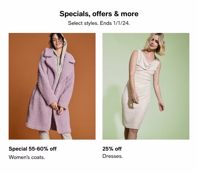 Specials, Offers & More, Select Styles, Ends 1/1/24