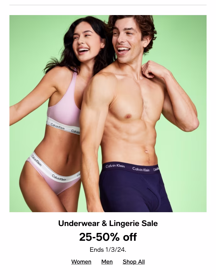 Underwear & Lingerie Sale 25-50% Off, Ends 1/3/24
