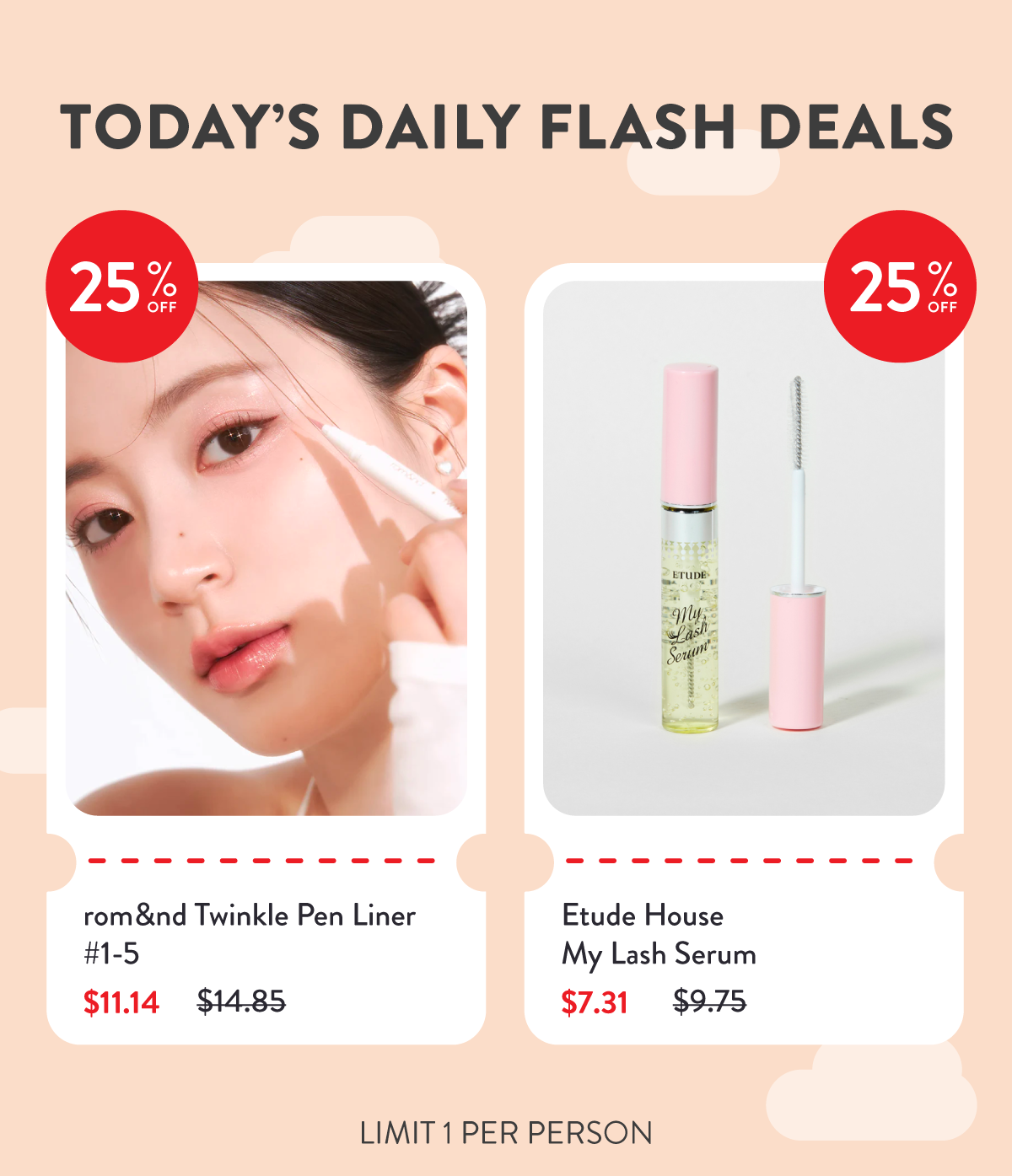 TODAY’S DAILY FLASH DEAL. limit 1 per person.