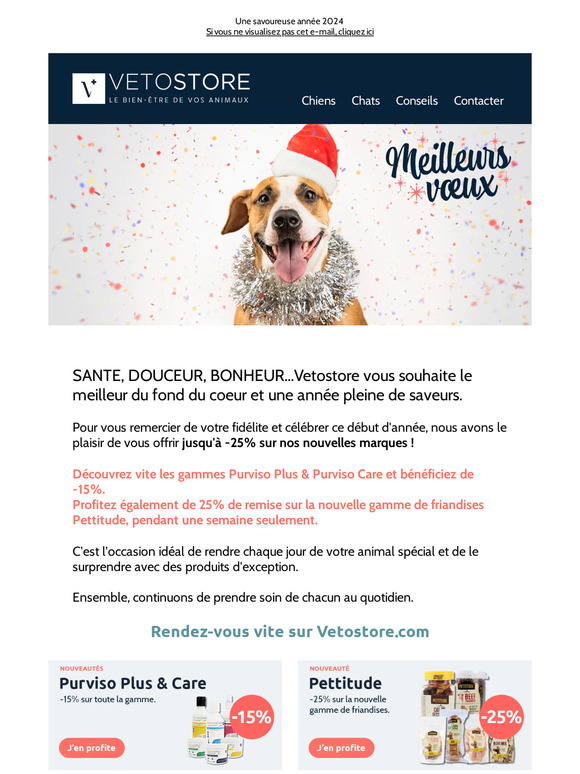 BONNE ANNEE : découvrez vite nos offres Vetostore