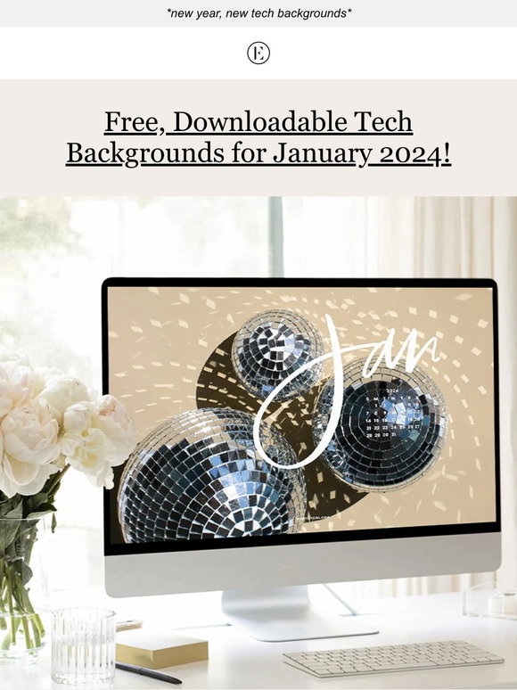 The Everygirl Free, Downloadable Tech Backgrounds for January 2024