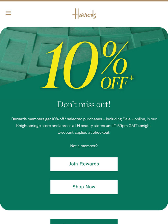 harrods Email Newsletters Shop Sales, Discounts, and Coupon Codes