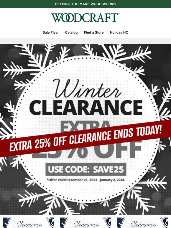 💰 Extra 25% Off Clearance – Ends Today! 💰