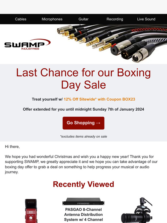 Extended Boxing Day Sale 🎁 12% Off Sitewide Coupon + Deals up to 50% off 🥊 Ends 7th Jan for you!