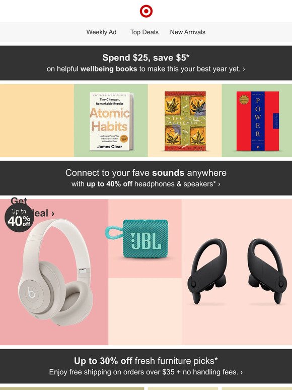 Spend $25, save $5 on wellbeing books for your January refresh.