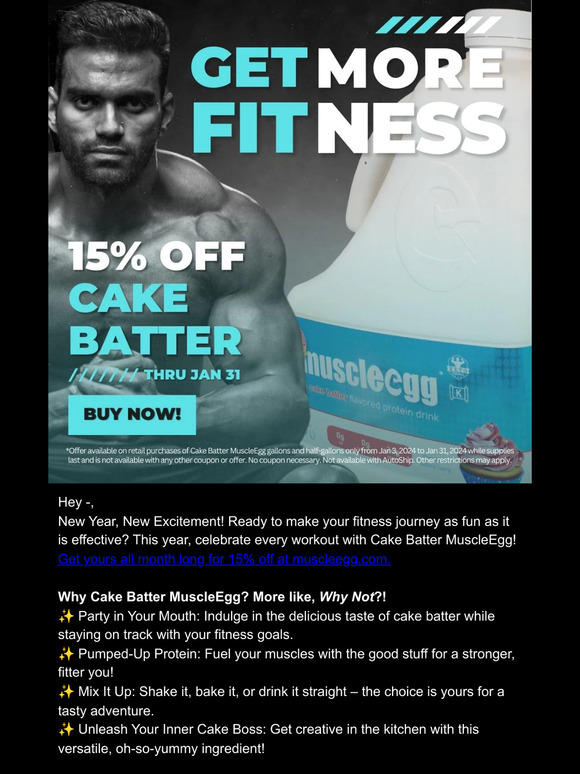 15% Off Cake Batter MuscleEgg this month