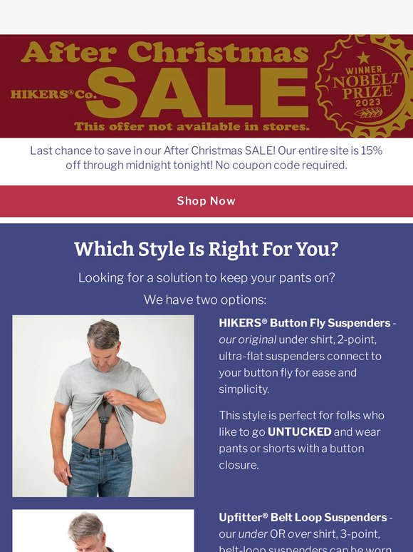 ENDS TONIGHT: HIKERS® Co. After Christmas SALE