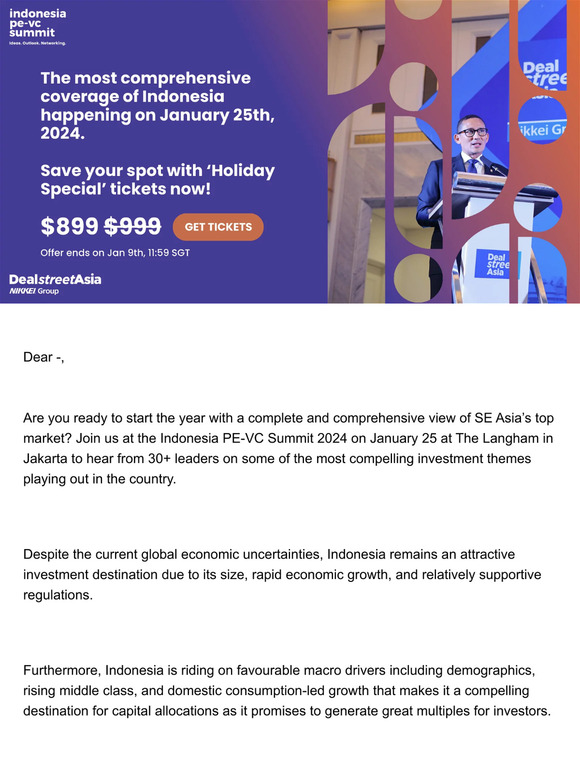 DealStreetAsia Kickstart 2024 with 9 thoughtleading sessions at