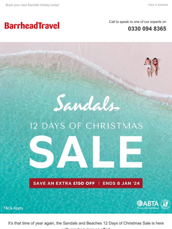 Sandals Sale Now On | Save £150* | Book today with Barrhead Travel