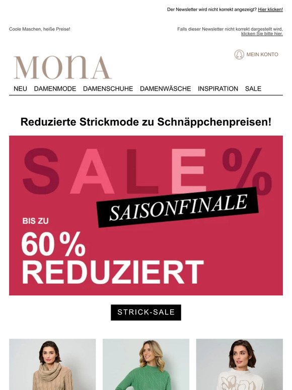 % Großer SALE zum Jahresanfang - Bis zu 60% Rabatt auf Strick
