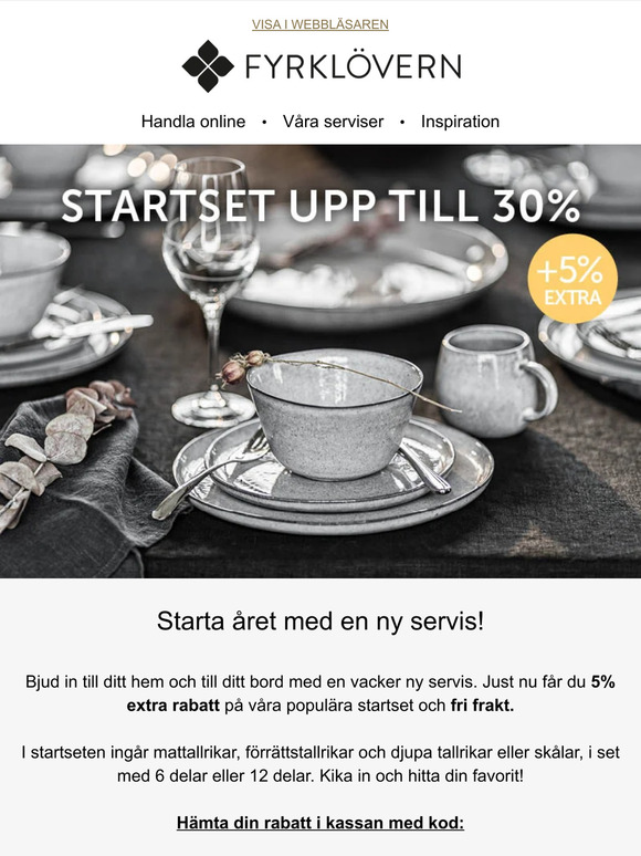 Startset upp till 30% + 5% extra!