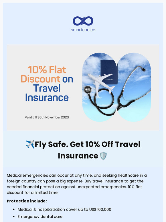 ✈️10% Flat Discount on Travel Insurance🛡️