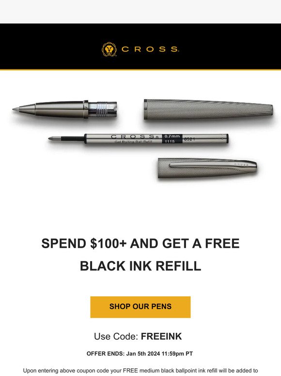 Claim Your Free Ink Refill with Orders Over $100 Today!
