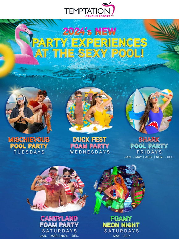 Temptationexperience 5 funtastic pool parties for 2024! 💦 Temptation Cancun Resort Milled