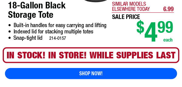 18-Gallon Black Storage Tote