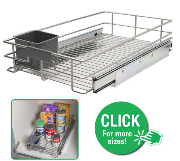 11" Brushed Nickel Base Cabinet Pull-Out Basket