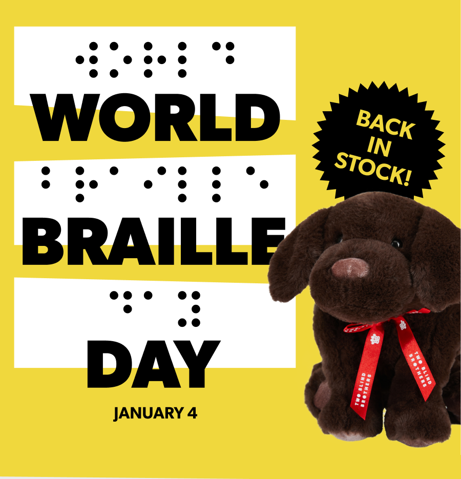 Two Blind Brothers Plush Animal Tactile Braille Guide Dog 