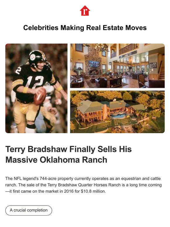 Realtor.com: Terry Bradshaw's Oklahoma Ranch, Tyler Perry's Former ...