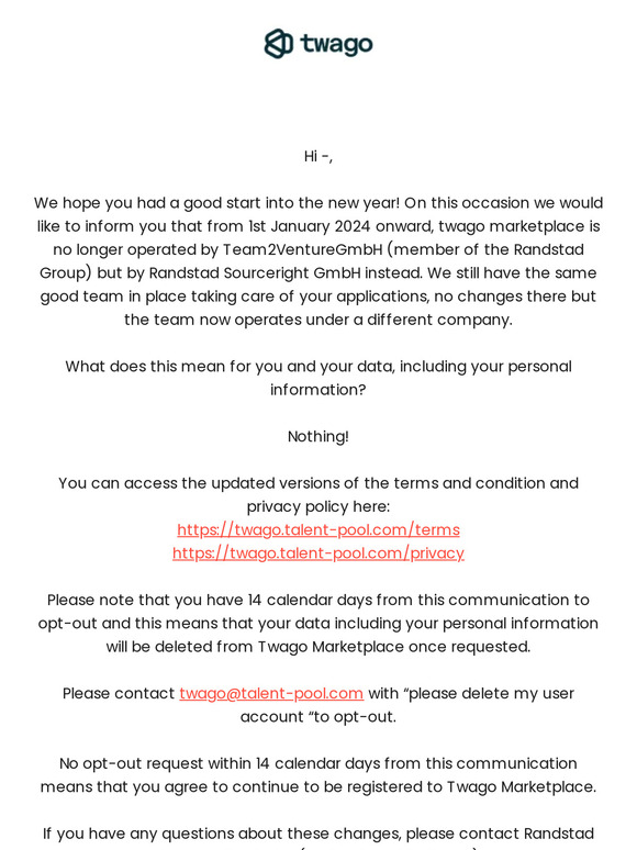 Important Update: Changes to Our Terms and Conditions and privacy policy