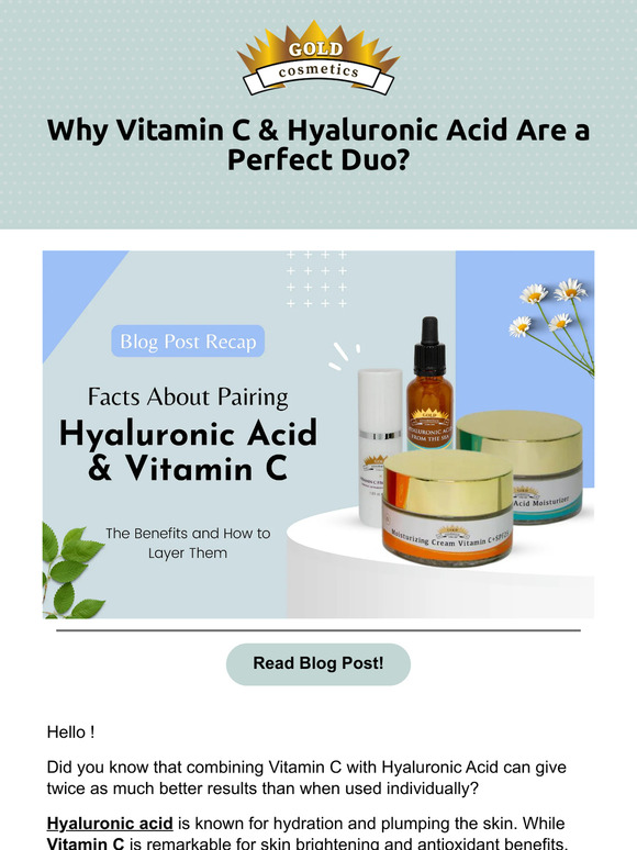 Gold Cosmetics & Skin Care The Benefits of Combining Vitamin C