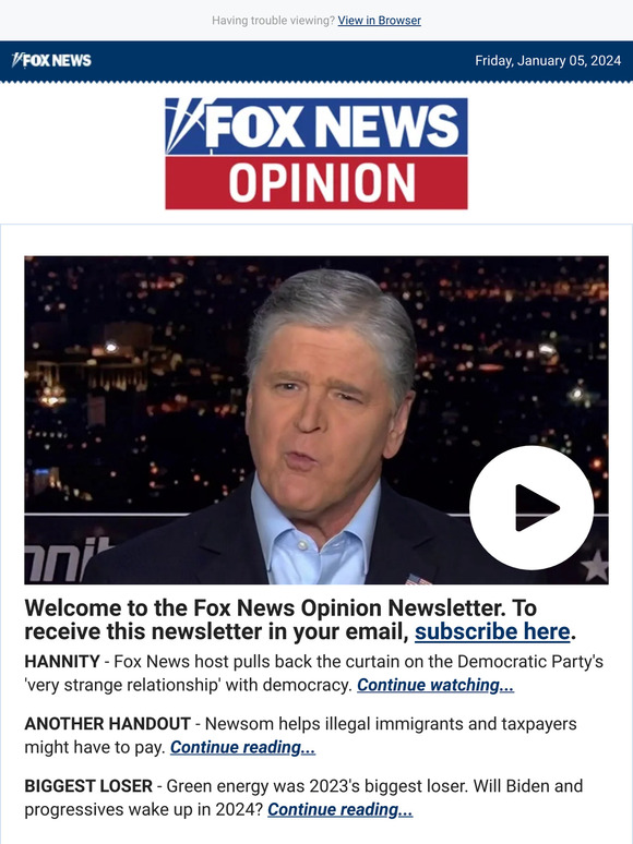 Fox News Gavin Newsom's new handout, Democrats' 2024 backup plan, and