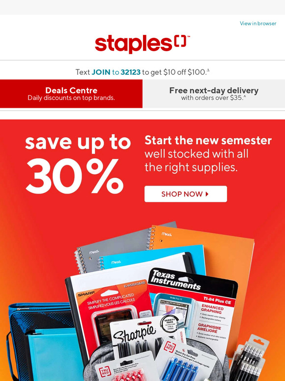 Staples Print & Marketing Ring in the new semester with savings! Milled