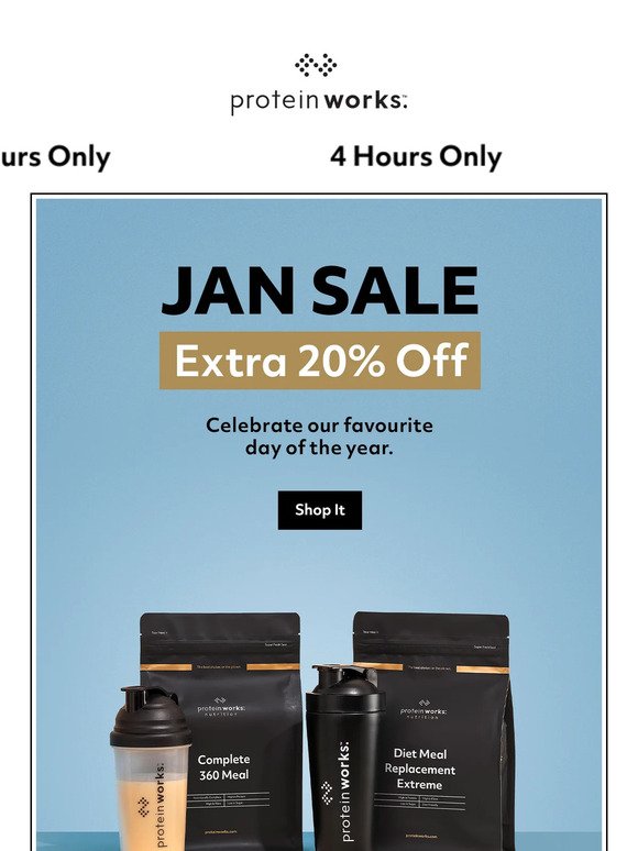 4 MORE HOURS - EXTRA 20% OFF