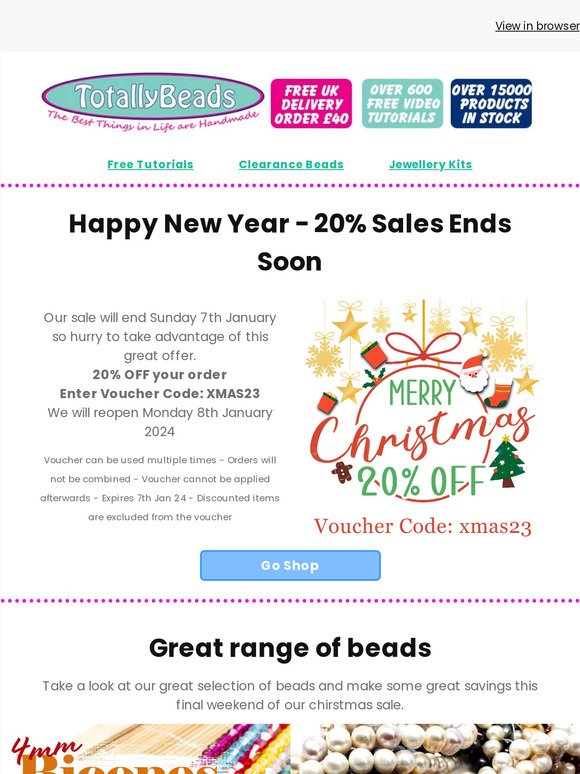 20% OFF SALE ENDS SUNDAY! Beads and Kits at Great Prices
