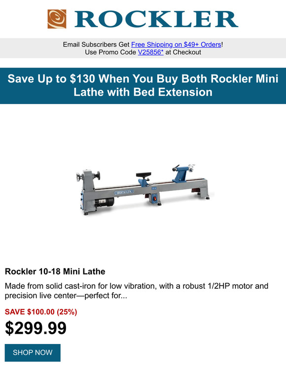 Rockler Turn & Save Up to 130 OFF Rockler Mini Lathe & Bed Extension