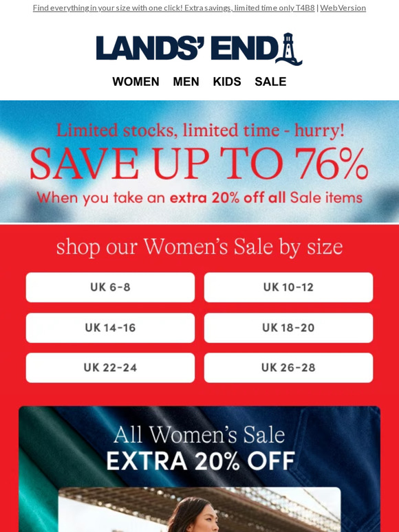 Lands End: Shop our Sale by size + EXTRA 20% OFF