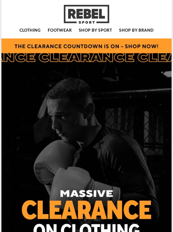 Rebel Sport CLEARANCE. ON. NOW Milled