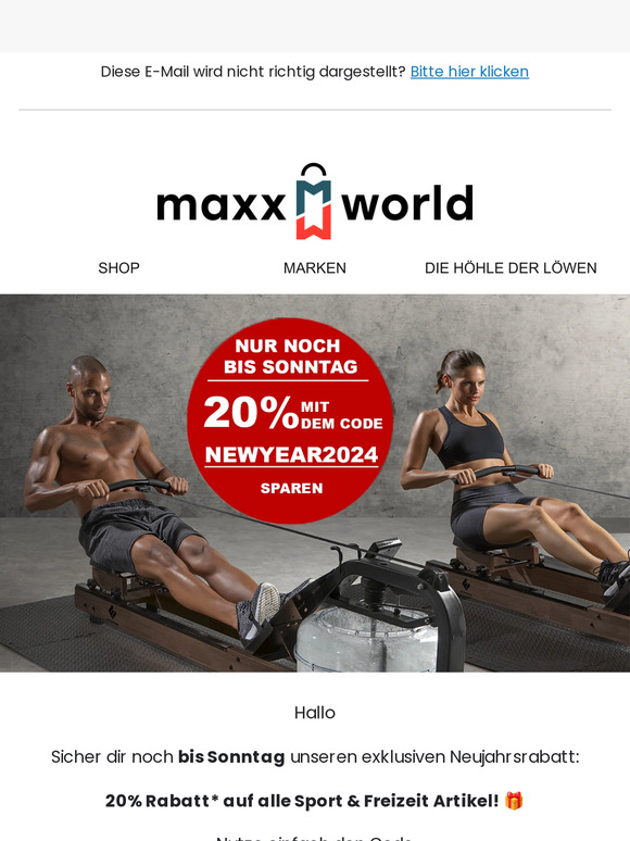 Nur noch bis Sonntag: 20% Neujahrsrabatt auf Sport & Freizeit Artikel.
