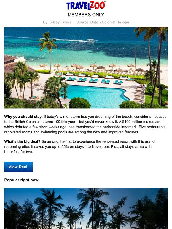 $599—Bahamas: renovated Nassau icon for 3 nights, 55% off