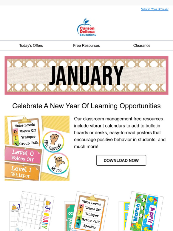 Carson-Dellosa Education: Free Classroom Management Resources for the New Year | Milled