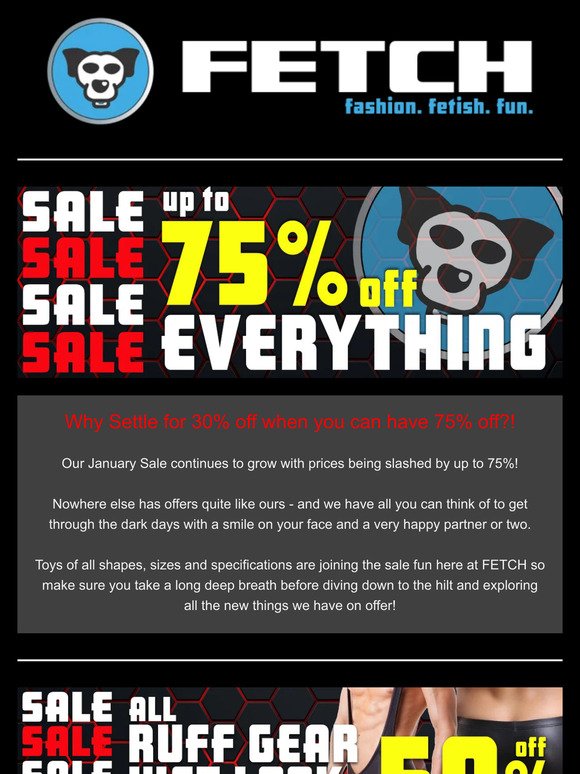 30%? 40%? 50%? NO!! - up to 75% OFF Everything