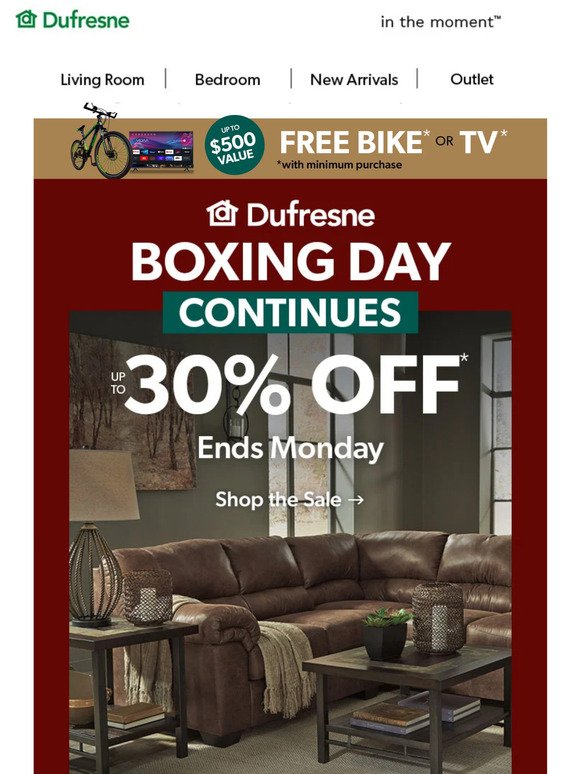 🕯️ Up to 30% OFF Furniture | Boxing Day Continues