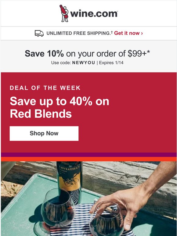 Sale Alert!  Save up to 40% on Red Blends