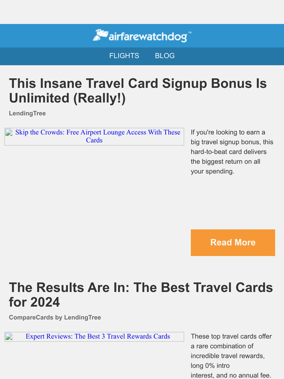 Airfarewatchdog (US & Canada) The Best Travel Cards for 2024 Milled