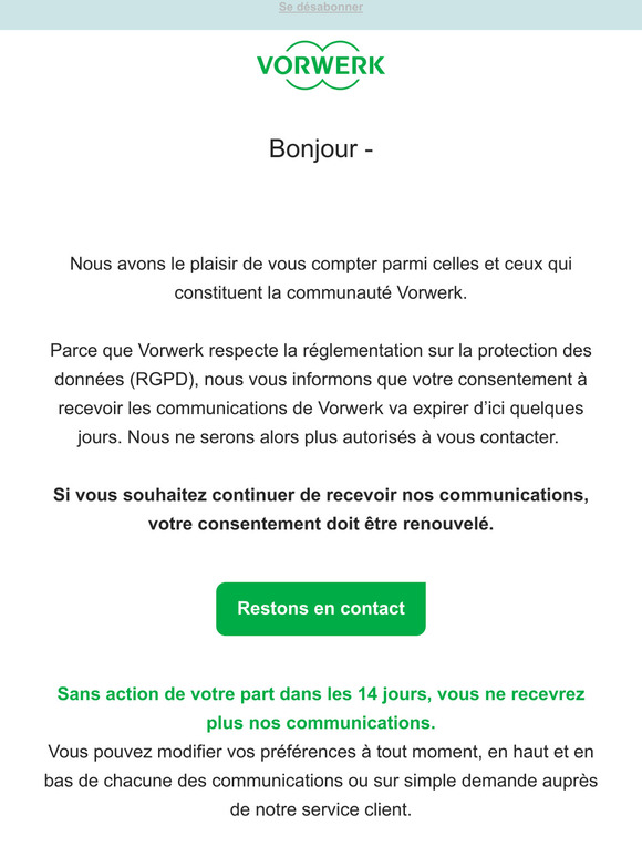 Mettez à jour l'utilisation de vos données personnelles