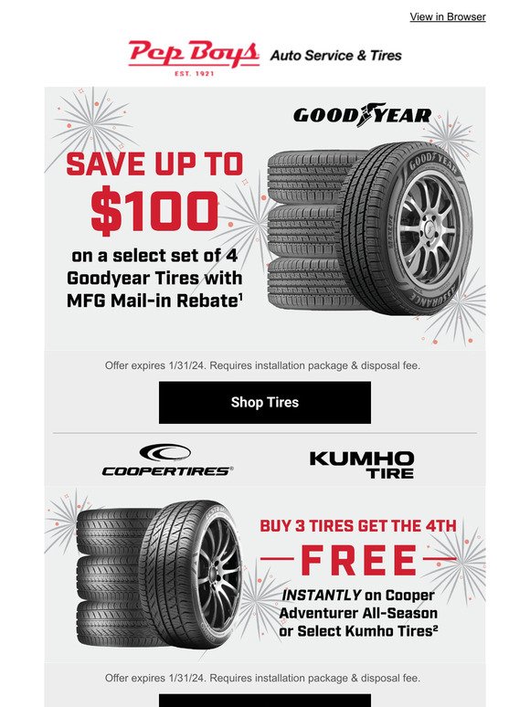 $100 SAVINGS on Goodyear Tires 😲