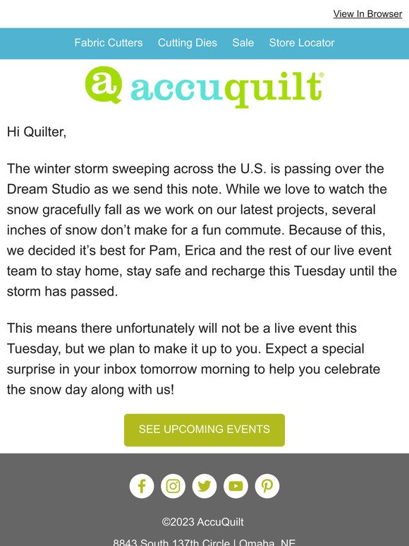 A Snow Day Change for AccuQuilt
