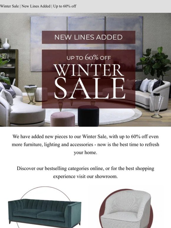 New Lines added to our Winter Sale