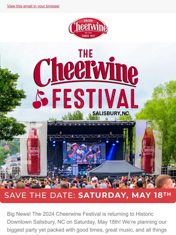 Cheerwine Save The Date for the 2024 Cheerwine Festival 🍒 Milled